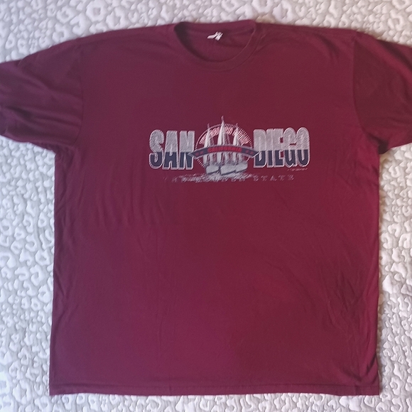 Vintage San Diego California Maroon Tourist Tee Size XL Boardwalk Beach ⛱️ - Picture 2 of 4